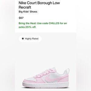 Nike Court Low sneakers, size 6.5Y (8 women’s)